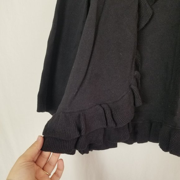 Style&Co  black 3/4 sleeve ruffle cardigan women's size Medium Petite (5… - Picture 5 of 10